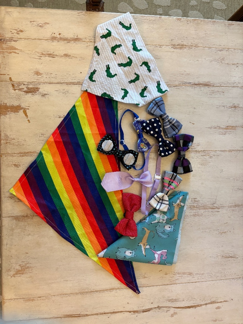 Lot of Pet Bandanas with BowTies and Ties for Collars